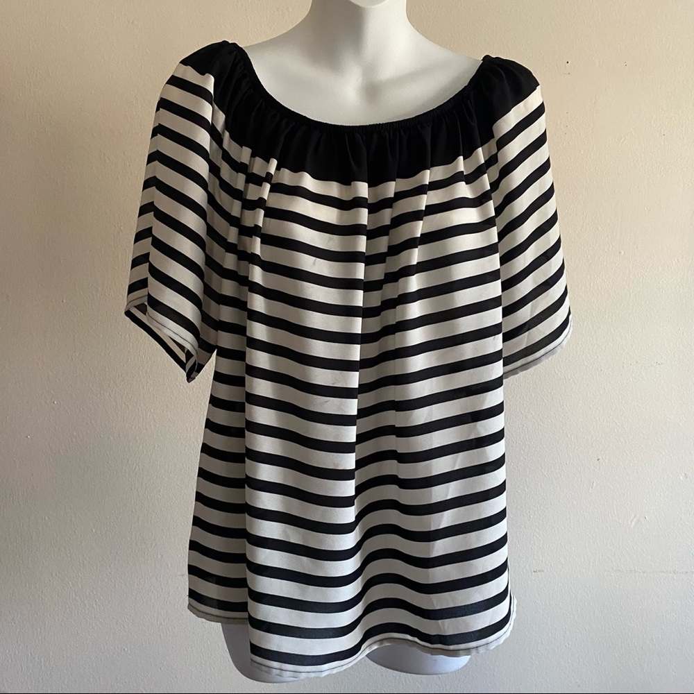 Loft, size S black and white striped blouse